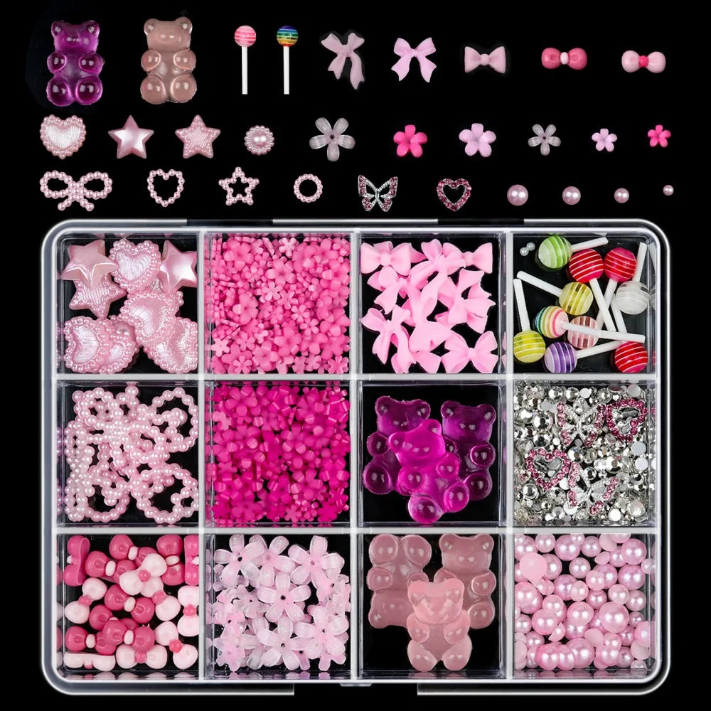 120pcs/box 3D Gold Bow Butterfly Nail