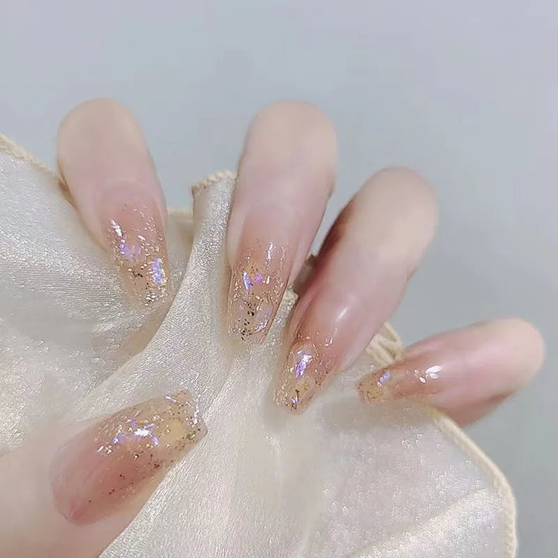 French Style False Nails Glitte Bow Design Fake Nail