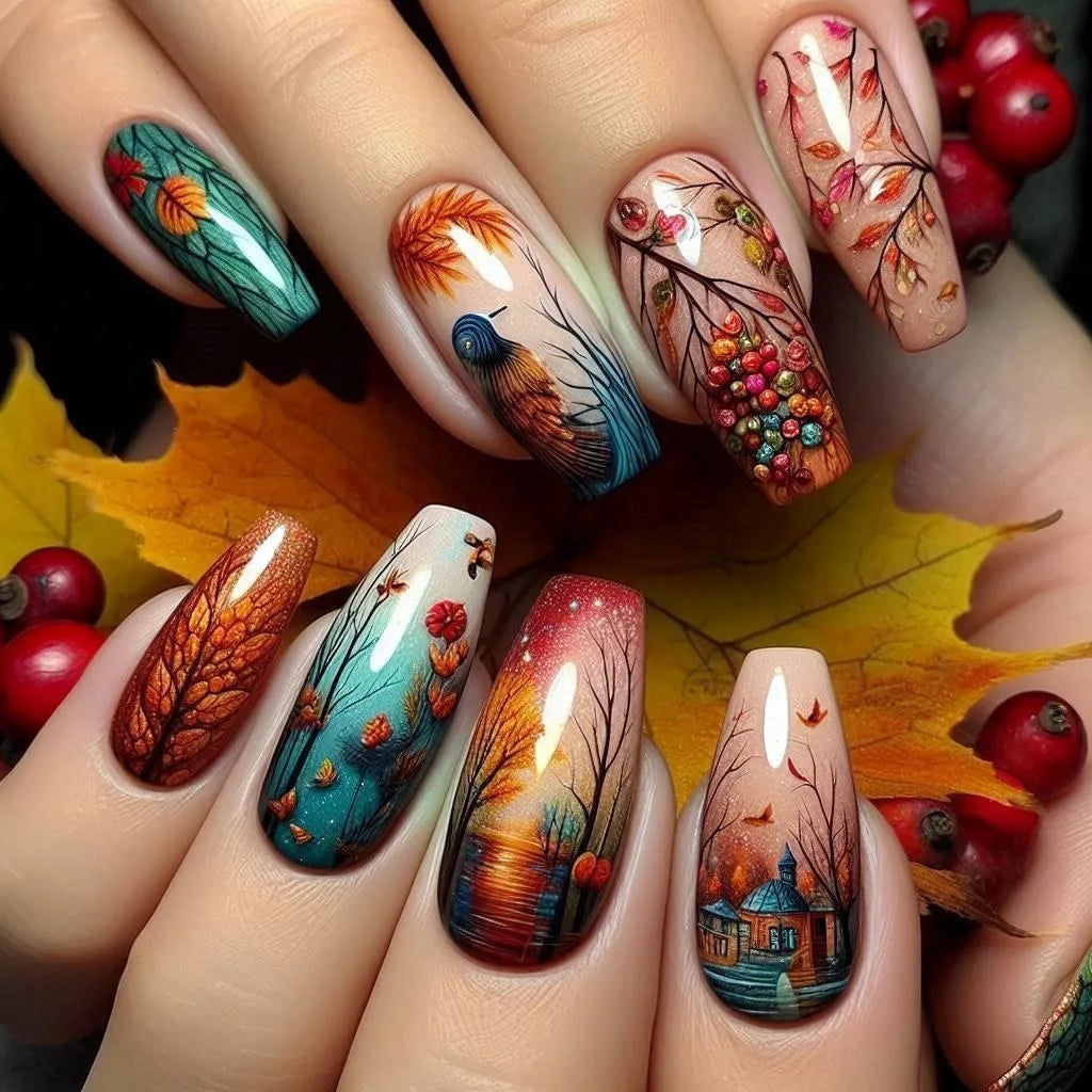 24pcsShort Medium long fake nails