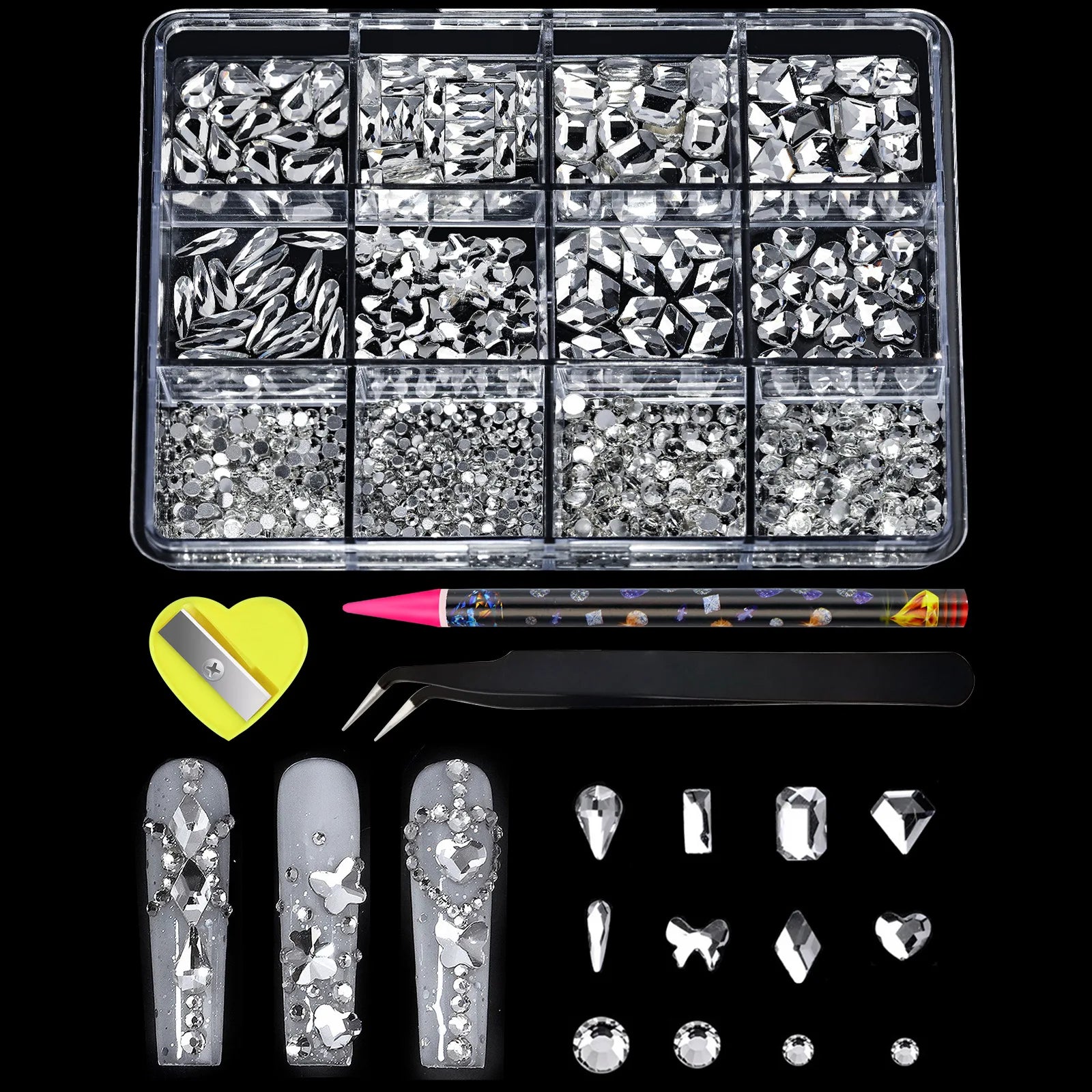 12Grids Flat Bottom Rhinstones For Nails