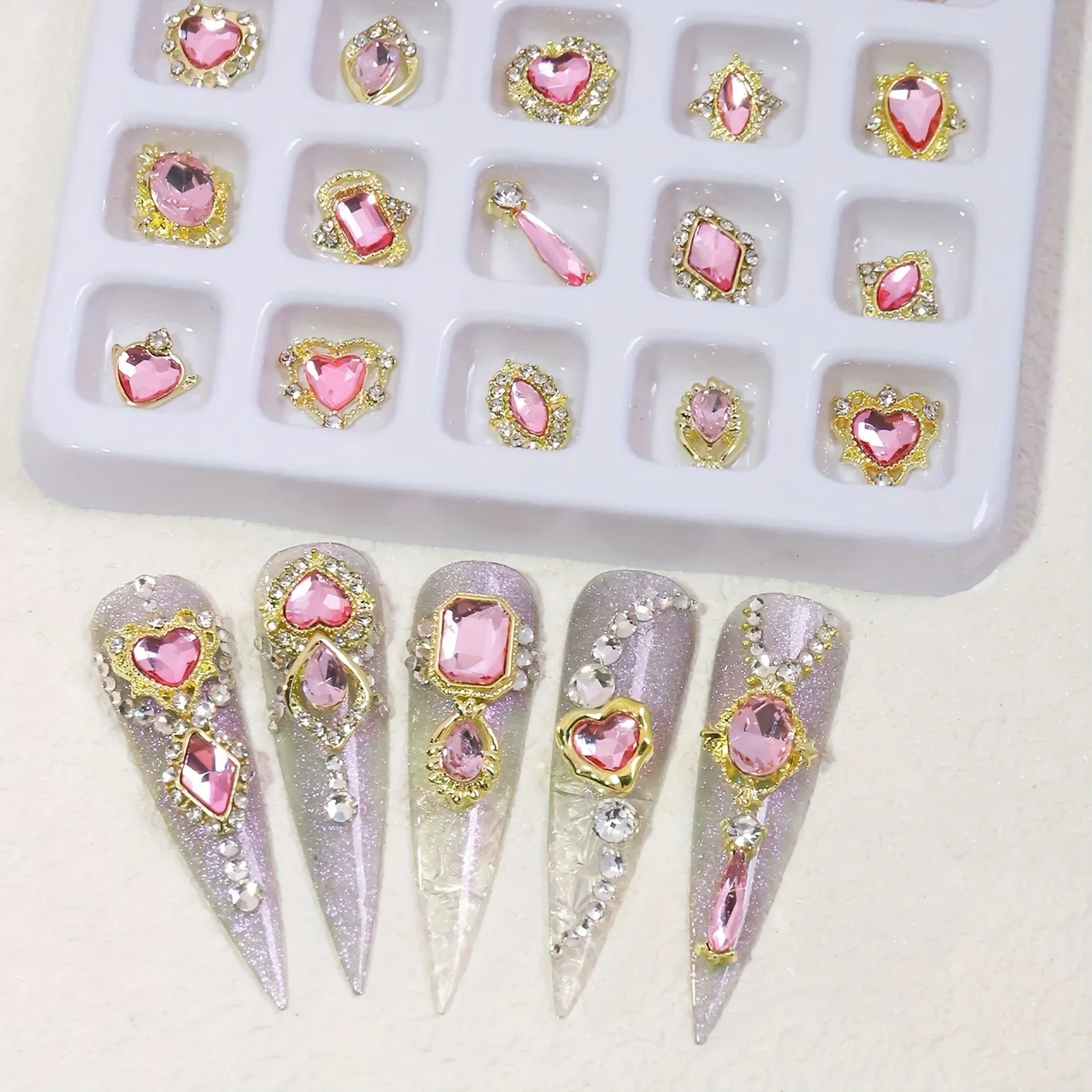 Elegant 3D Alloy Nail crystals.