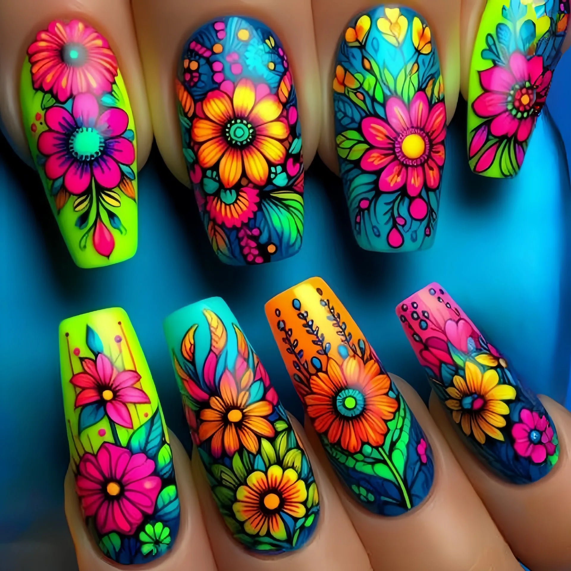 24pcs/set Short Medium fake nails