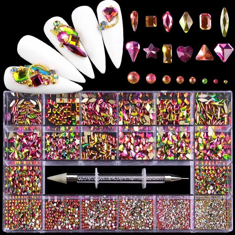 2500pcs Glass Crystal Diamond Flat Bottom Rhinestones Nail