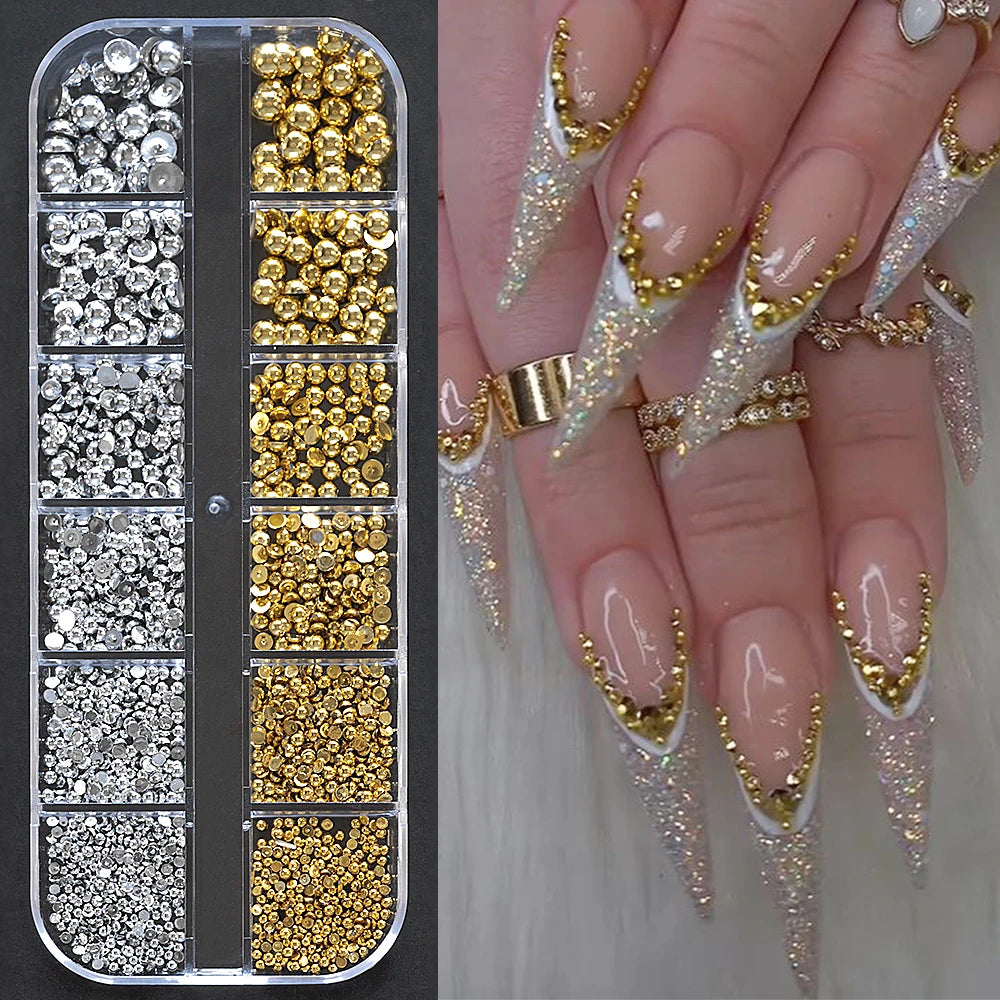 12Grids Mixed-Shape Crystal Nail