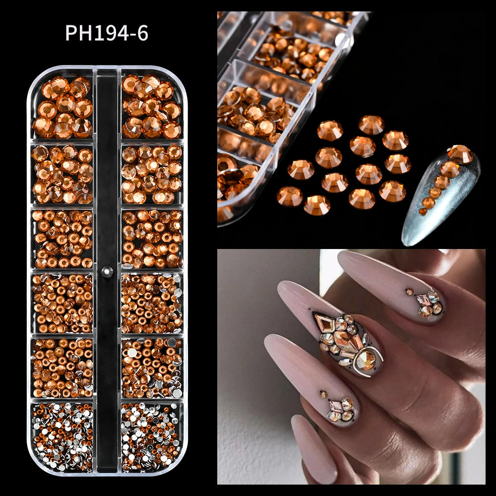 12Grids Mixed-Shape Crystal Nail