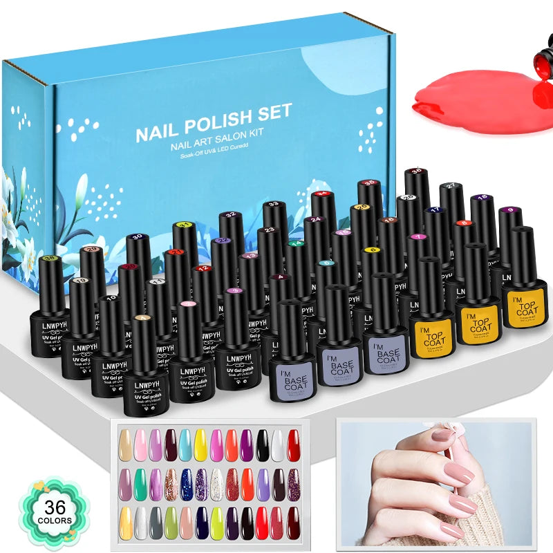 42Pcs/Set Gel Nail Polish Kit Hybrid Varnish Set