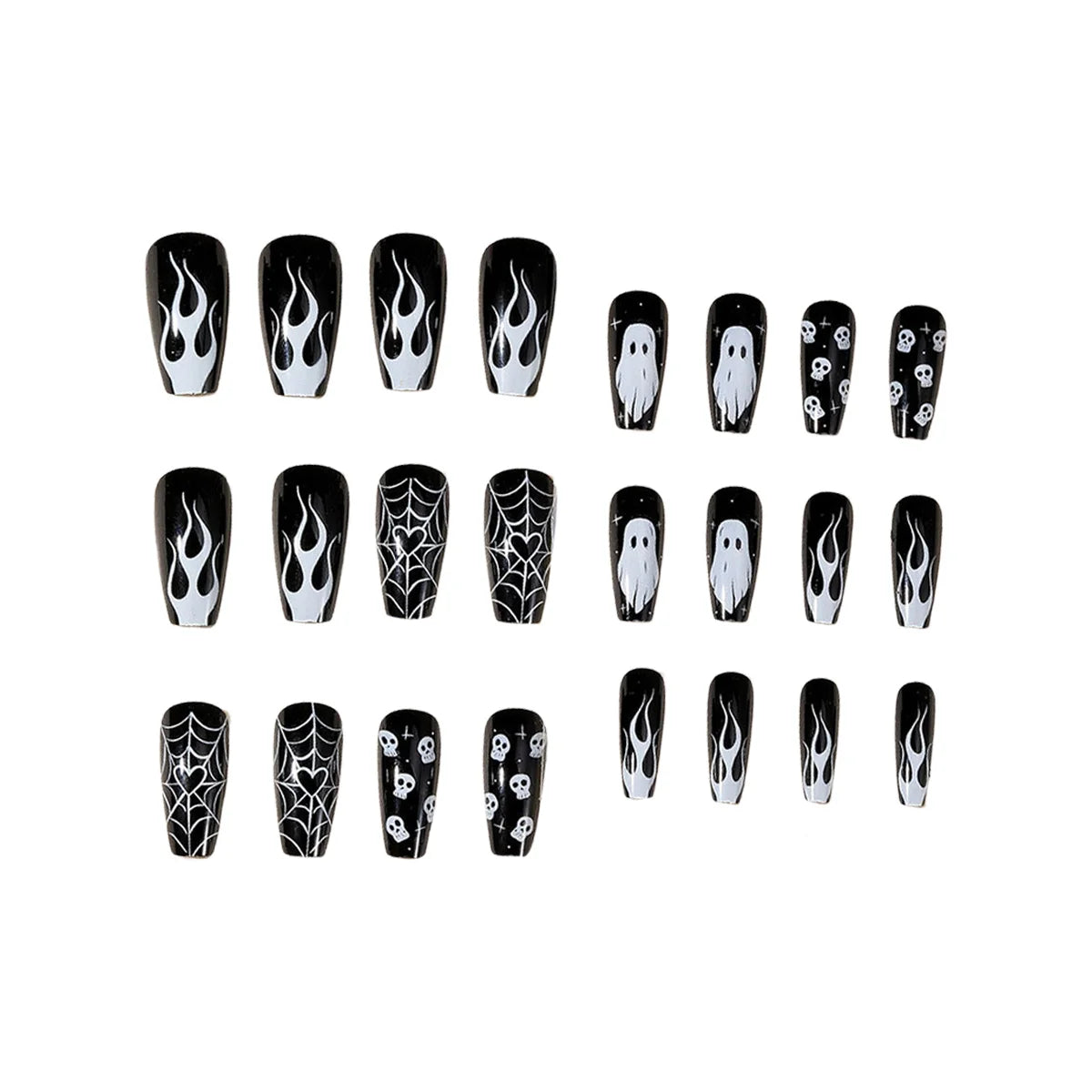 24pcs White Ghost Skull False Nails