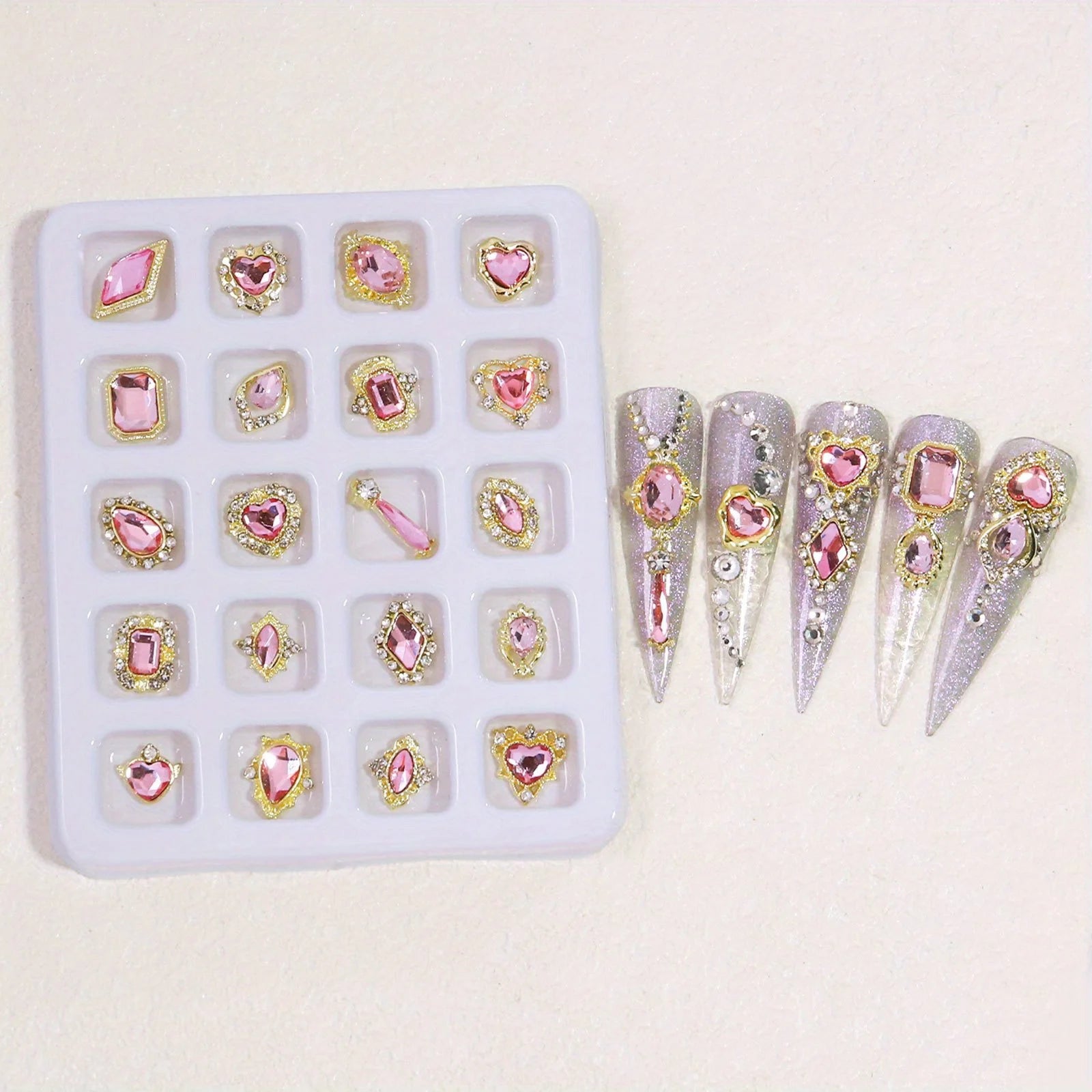Elegant 3D Alloy Nail crystals.