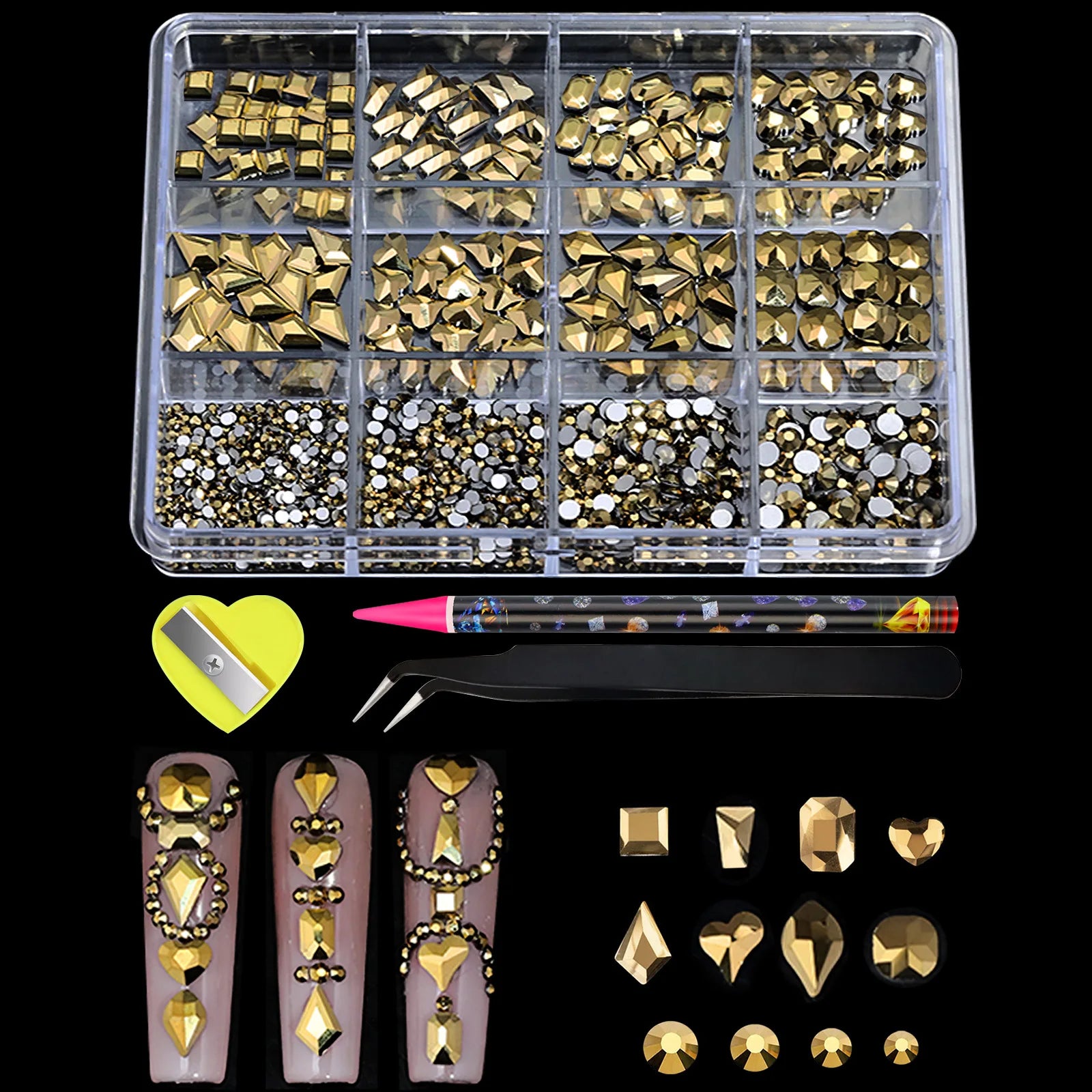 12Grids Flat Bottom Rhinstones For Nails