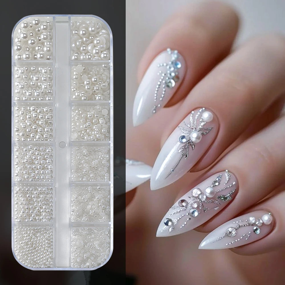 12Grids Mixed-Shape Crystal Nail