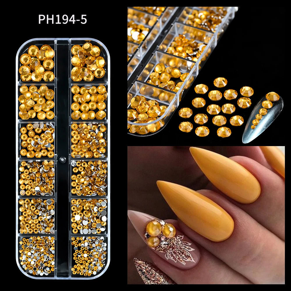 12Grids Mixed-Shape Crystal Nail