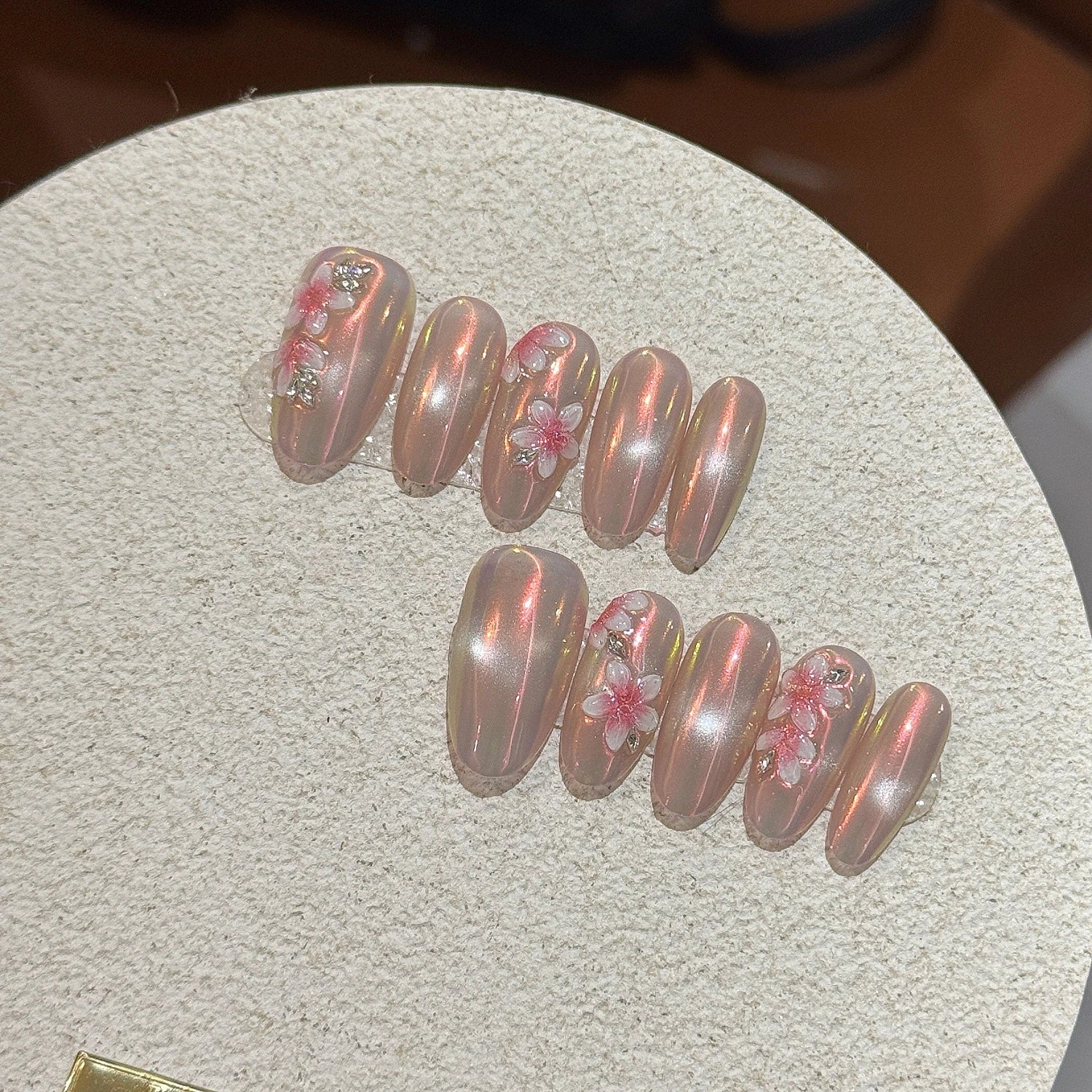 10Pcs Almond Mid-length Oval Fake Nails