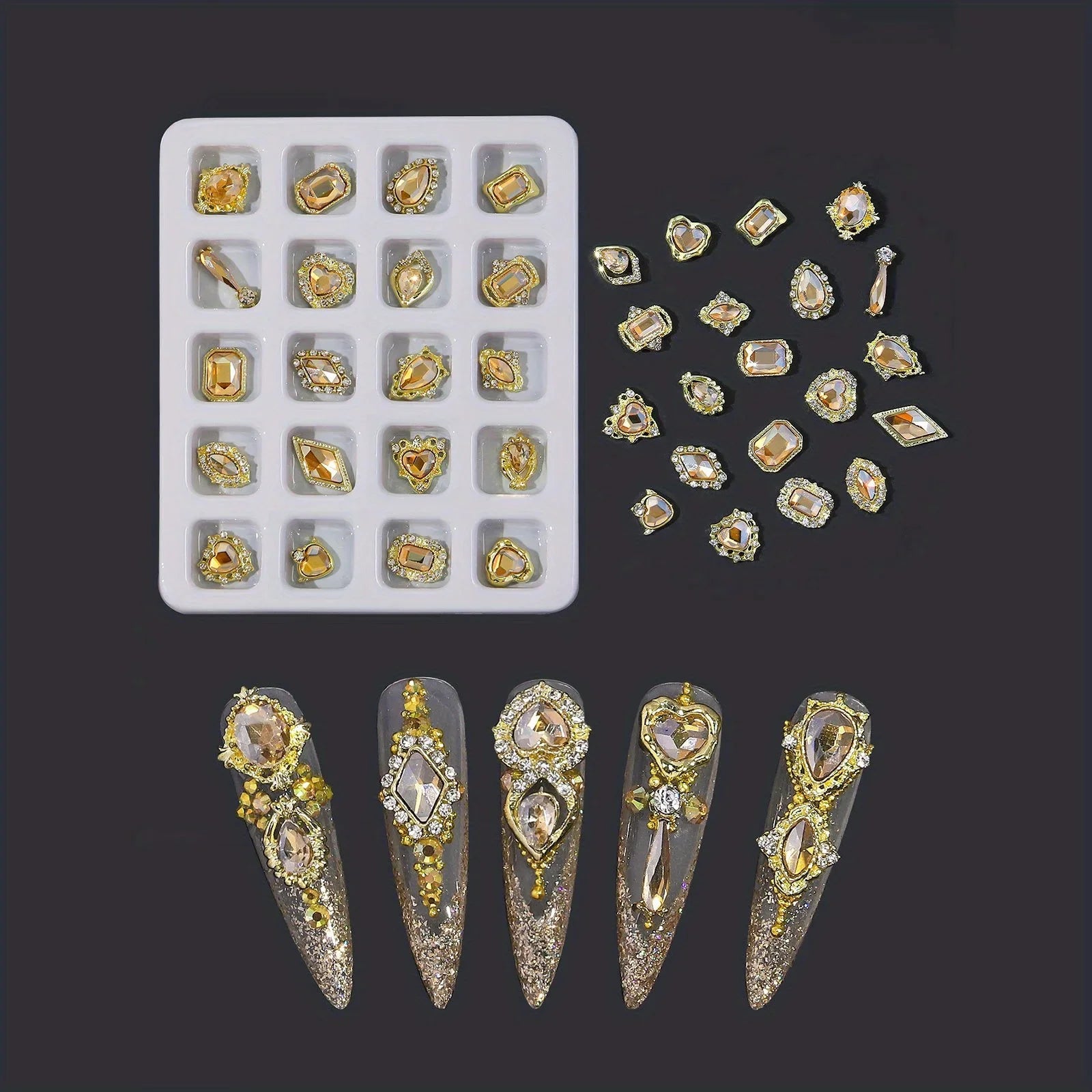 Elegant 3D Alloy Nail crystals.