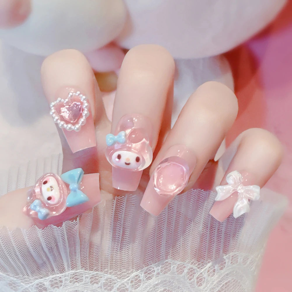 Sanrio Kawaii Pink My Melody Fake Nails 24Pc