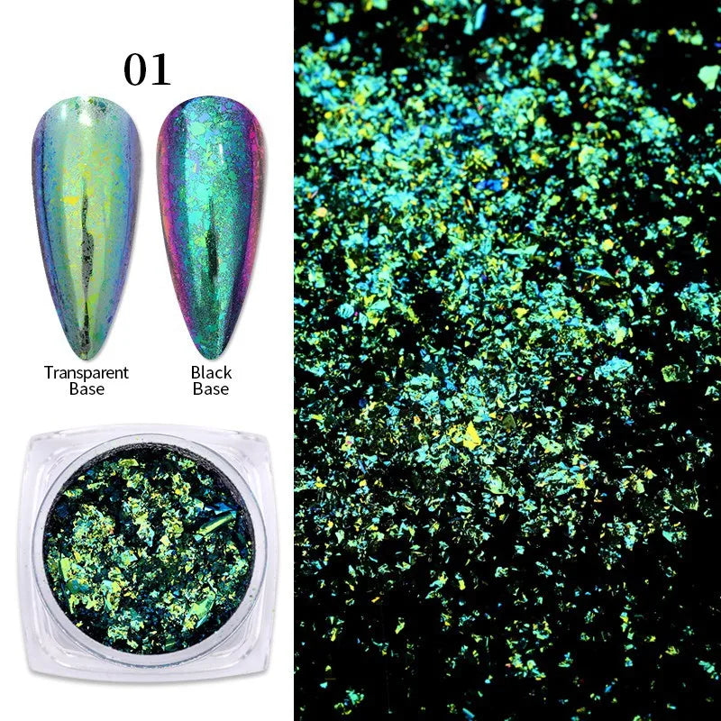 1Box Chameleon Nail Flakes Net2-3g