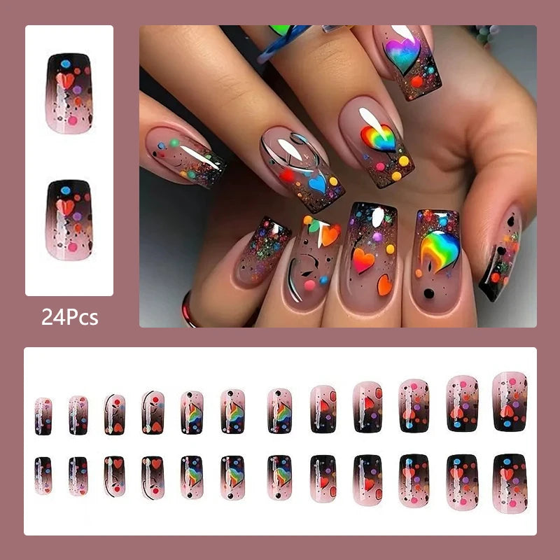 24Pcs/Set Cute and Playful Wearing False Nails