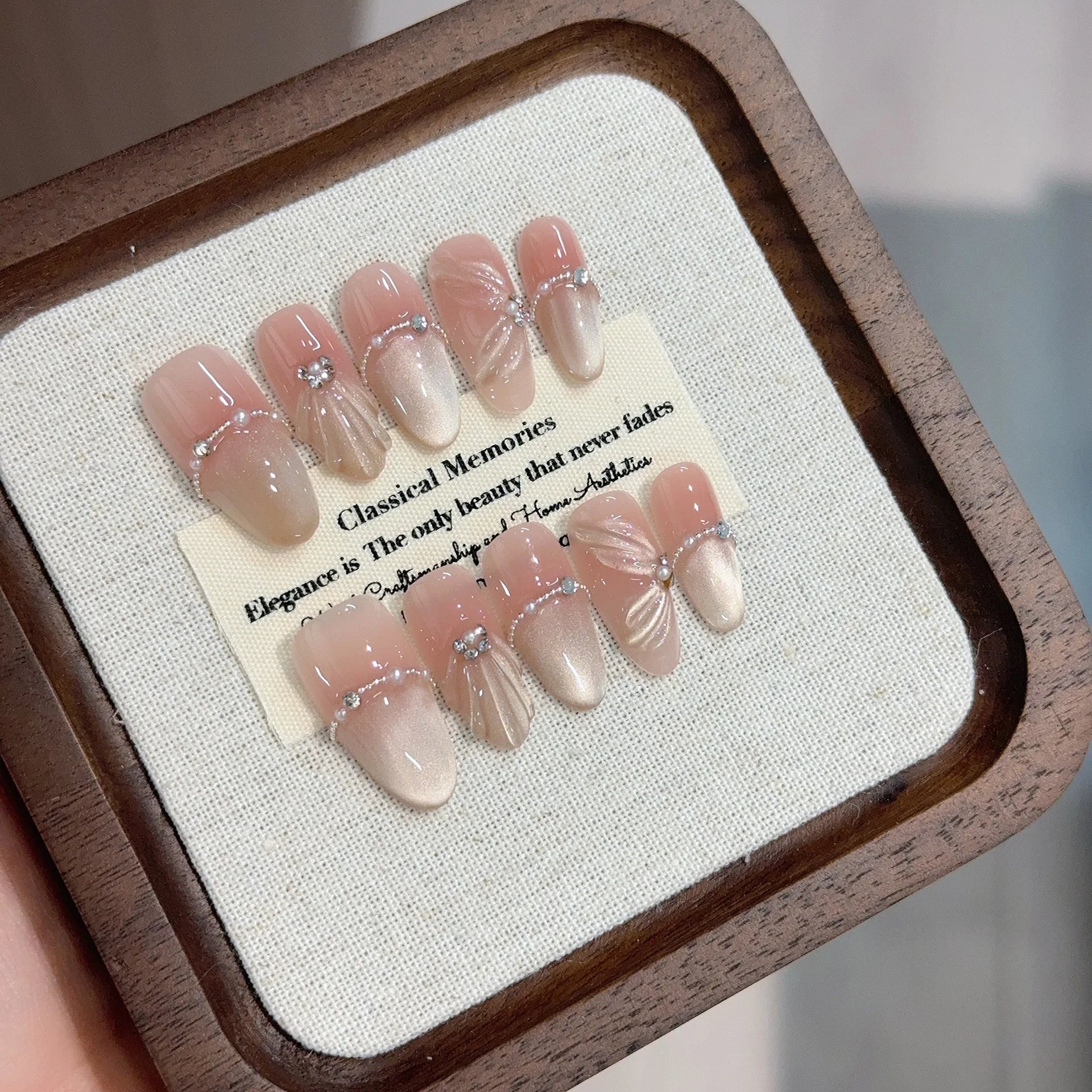 10Pcs Almond Mid-length Oval Fake Nails