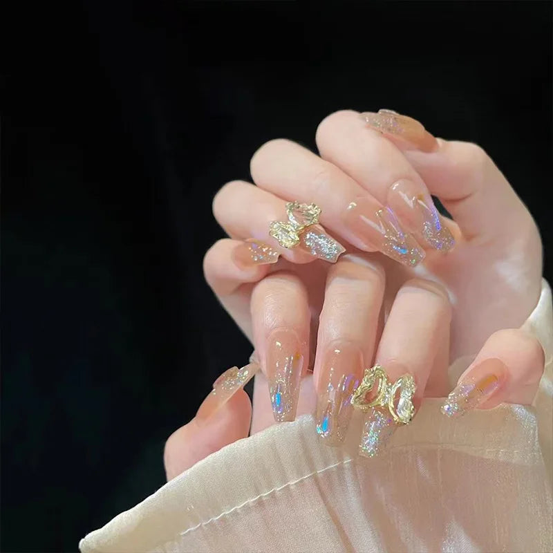 24Pcs/SET French Ballet Blue Moon Sailor False Nails