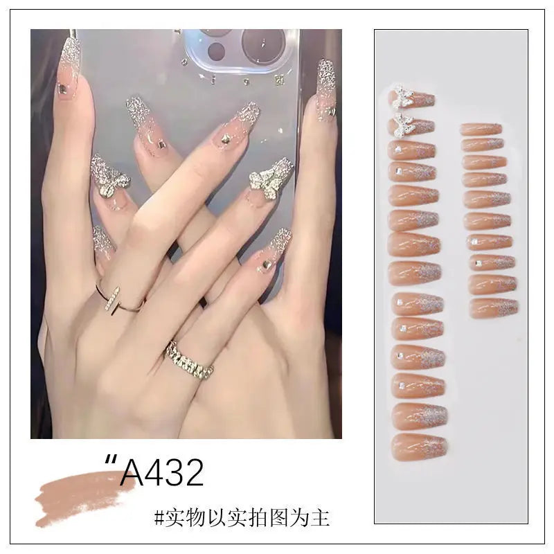 24Pcs/SET French Ballet Blue Moon Sailor False Nails
