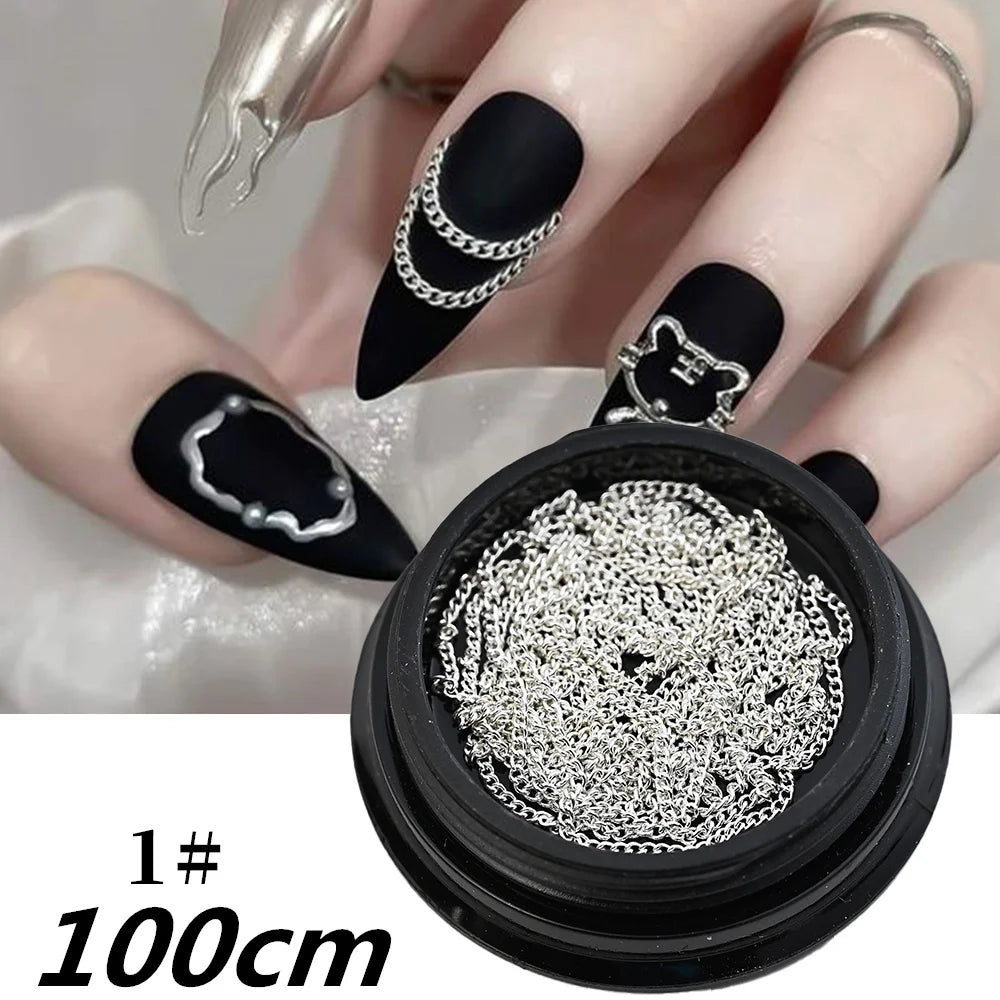 100/50cm Long Luxury Crystal Chain Nail