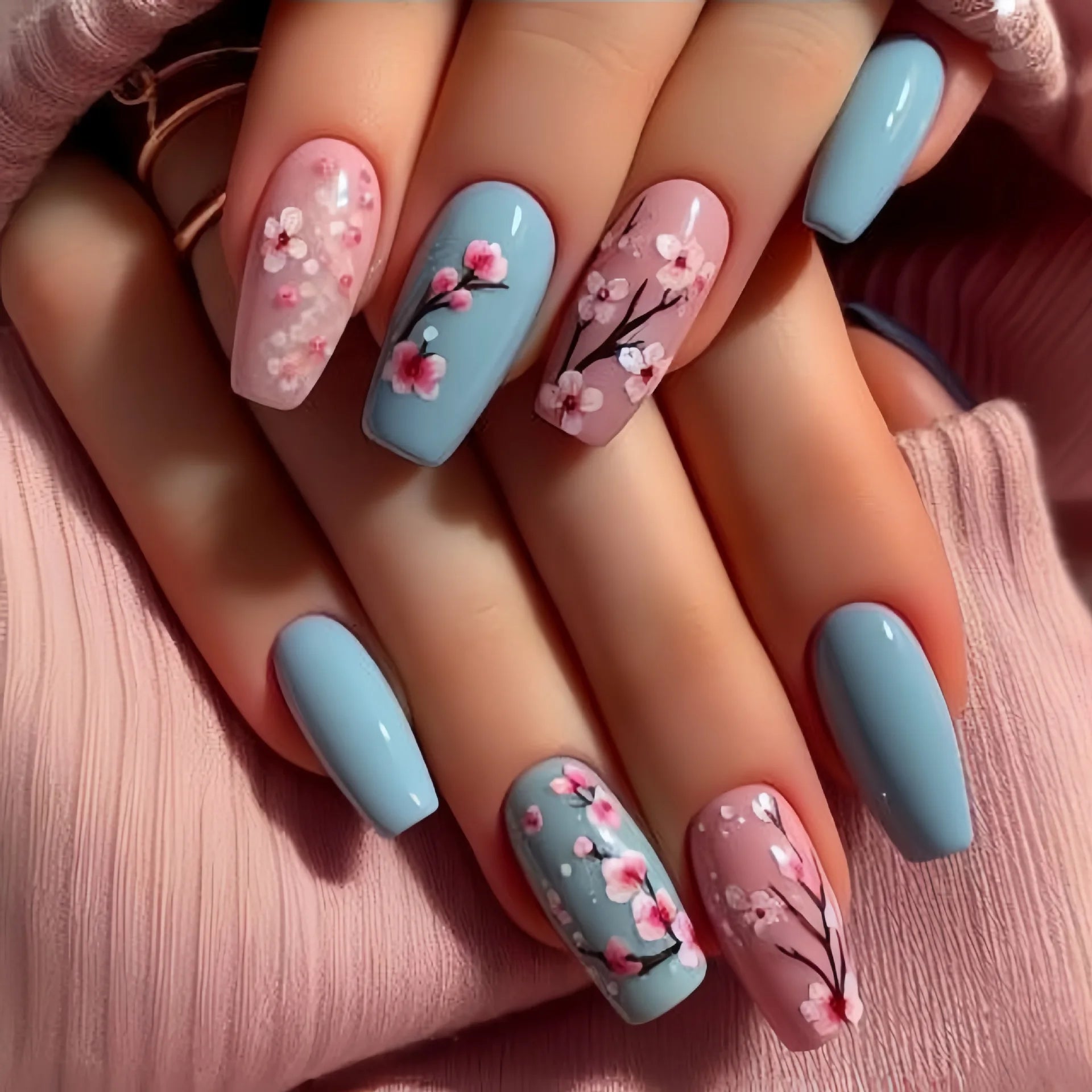 24pcs/set short medium long fake nails