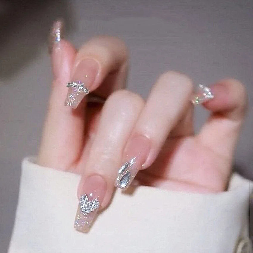 24Pcs/SET French Ballet Blue Moon Sailor False Nails