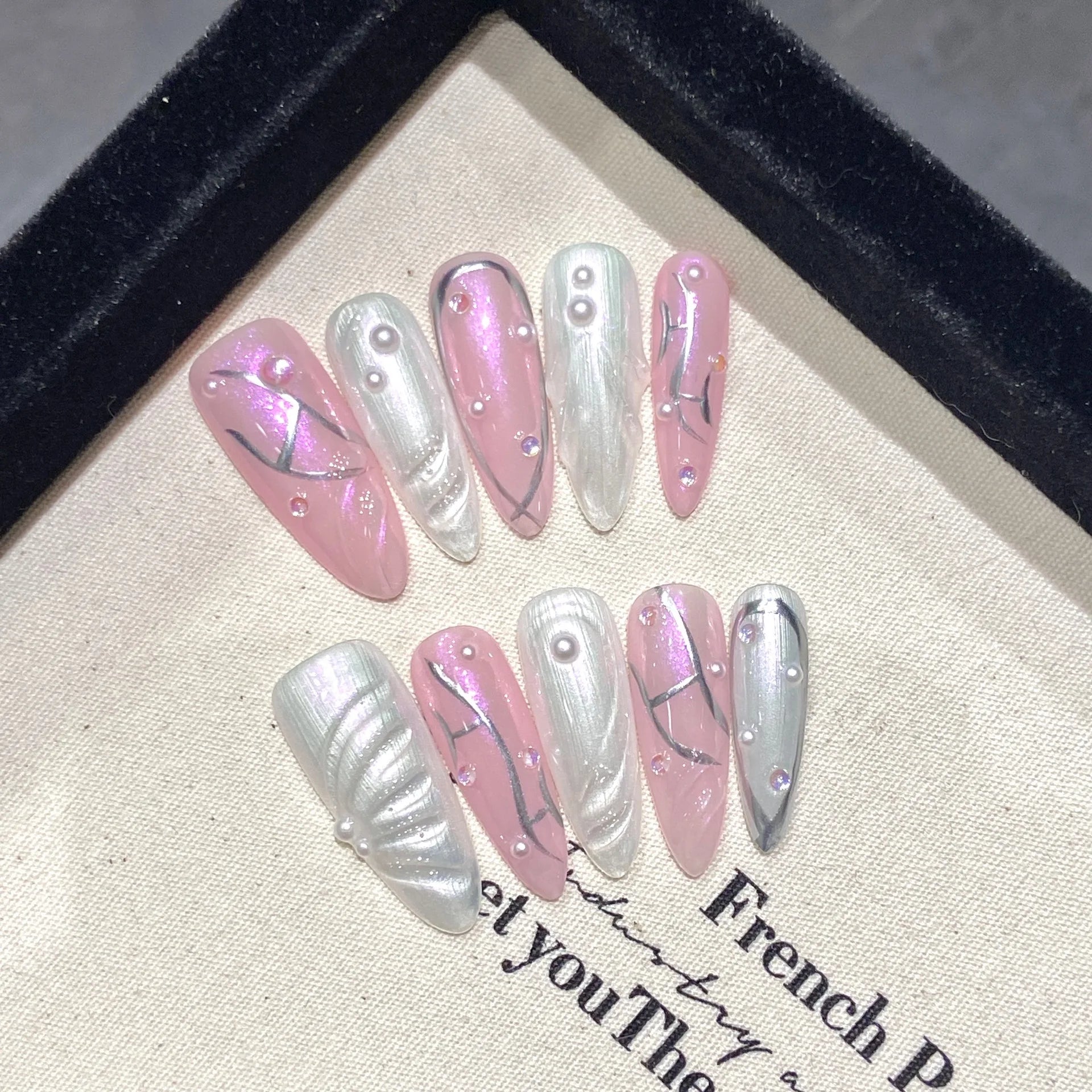 10pcsHandmade Press on Nails Blue