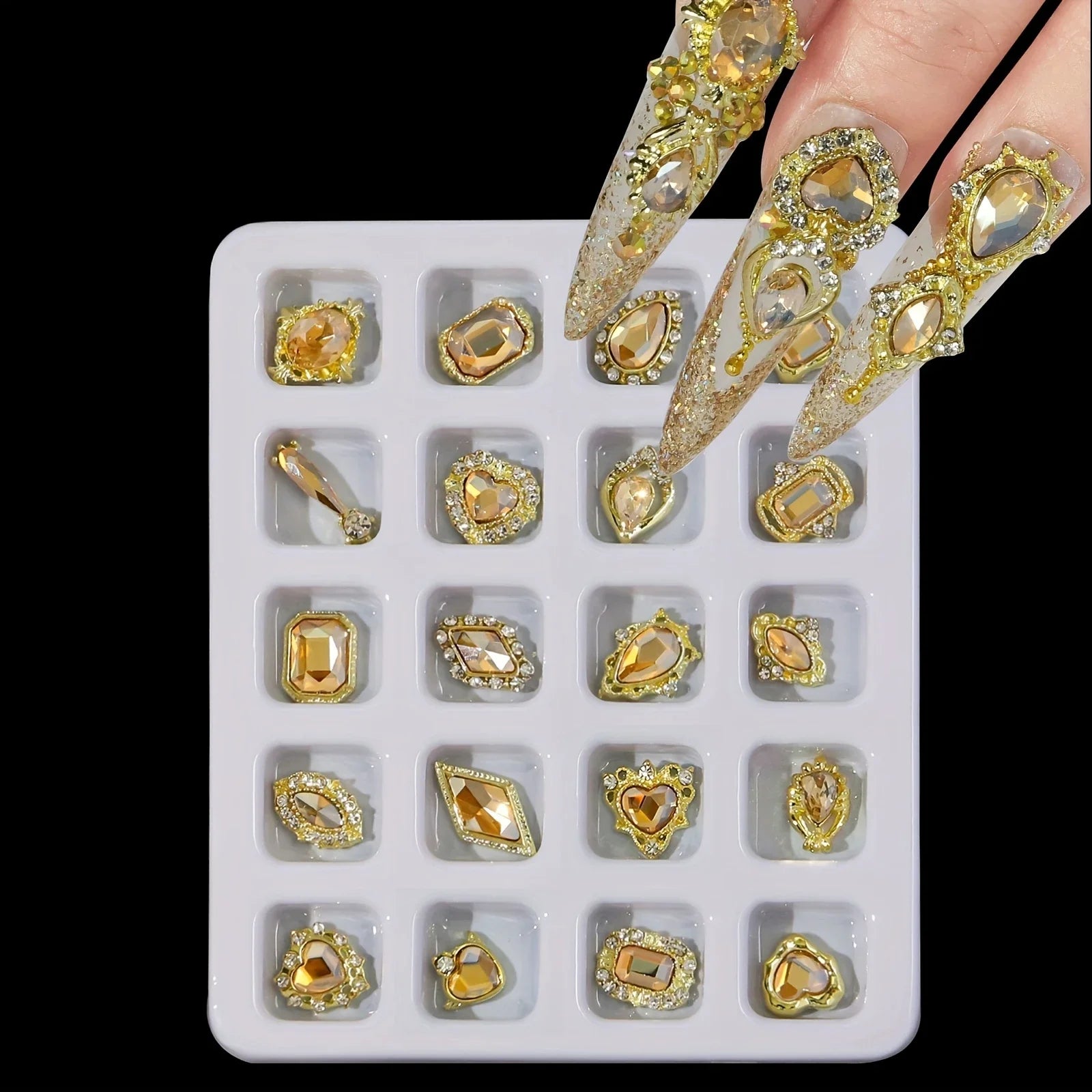 Elegant 3D Alloy Nail crystals.