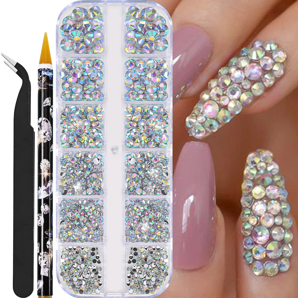 12Grids Mixed-Shape Crystal Nail