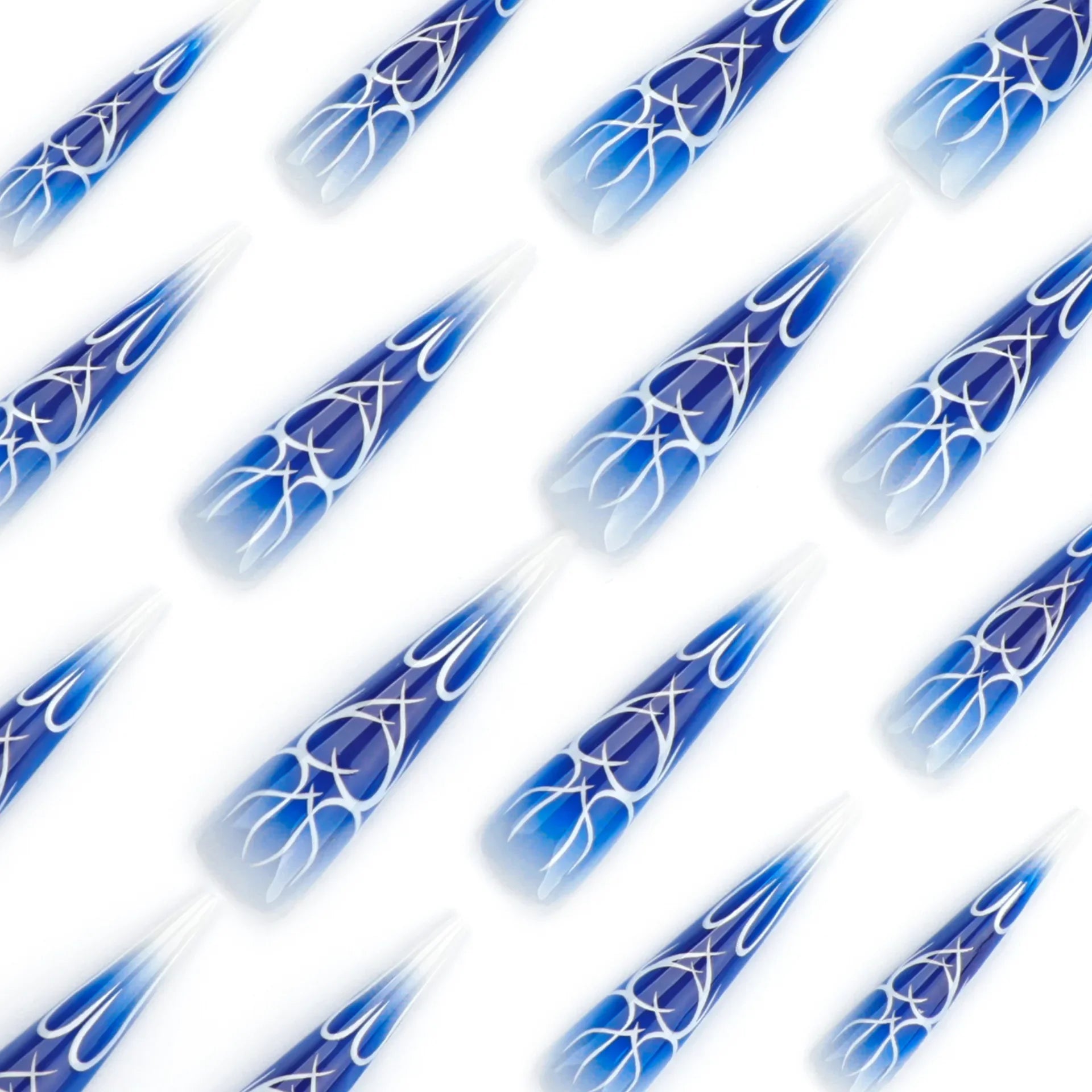 24pcsBlue Line Delineation Gradual  Nail