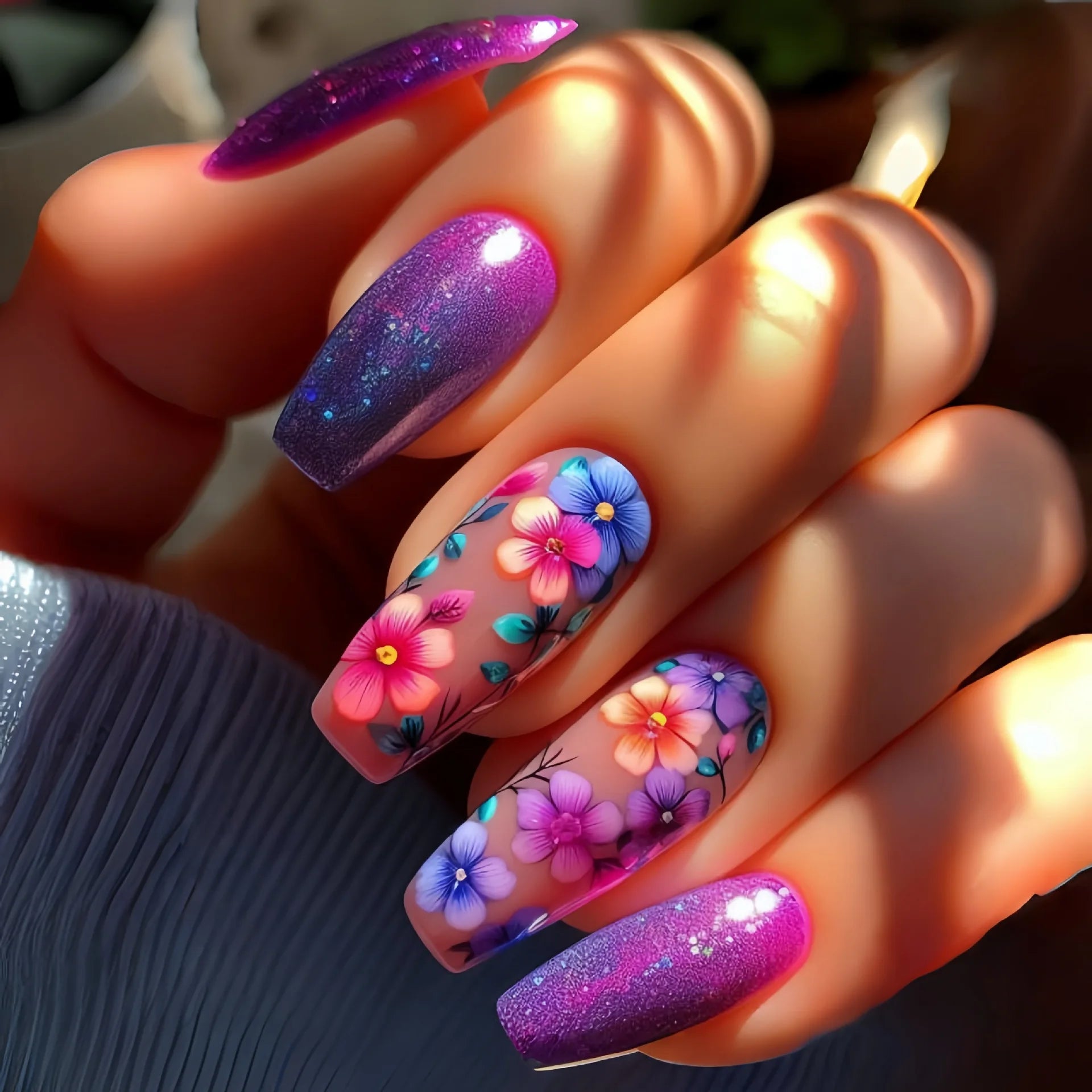24pcs/set short medium long fake nails