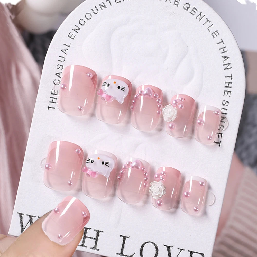 Sanrio Kawaii Pink My Melody Fake Nails 24Pc