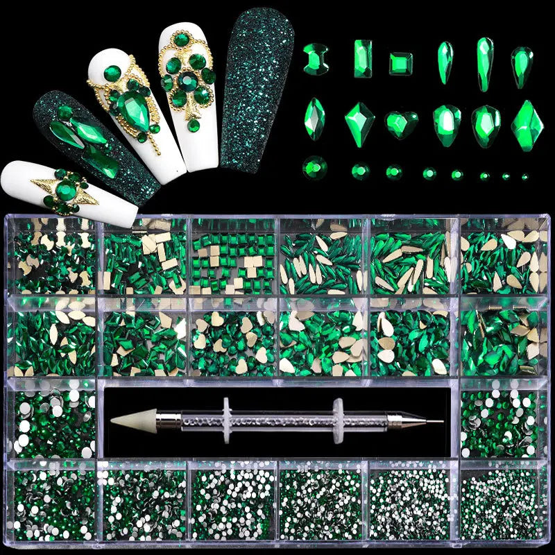 2500pcs Glass Crystal Diamond Flat Bottom Rhinestones Nail