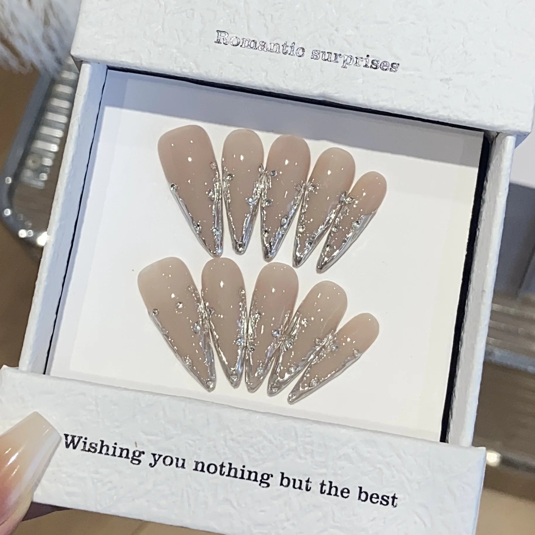 10pcs Pink Cat Eye False Nails