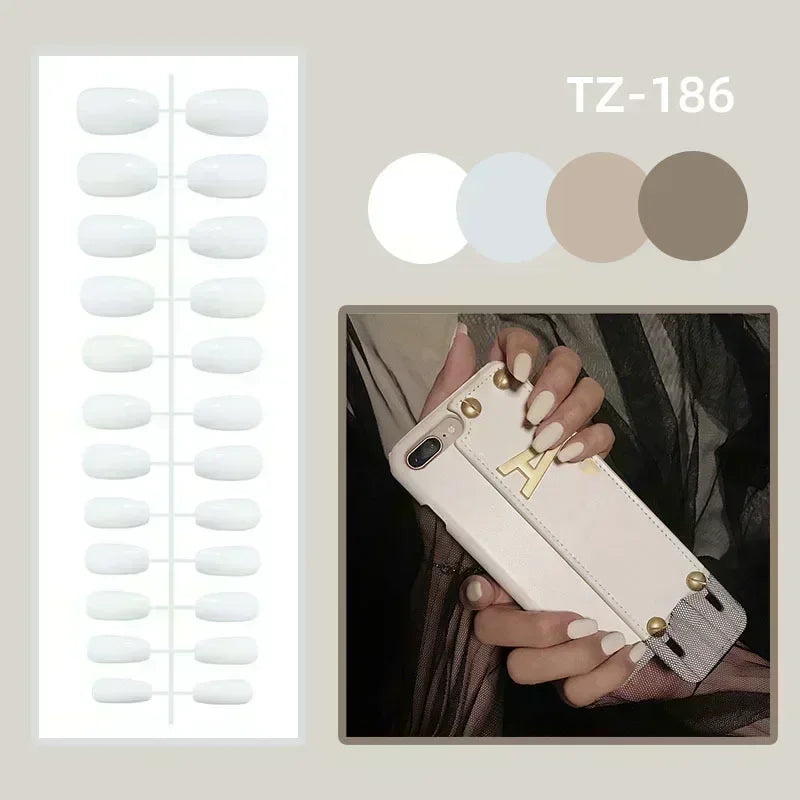 24Pcs French Tip Square Press On Nails