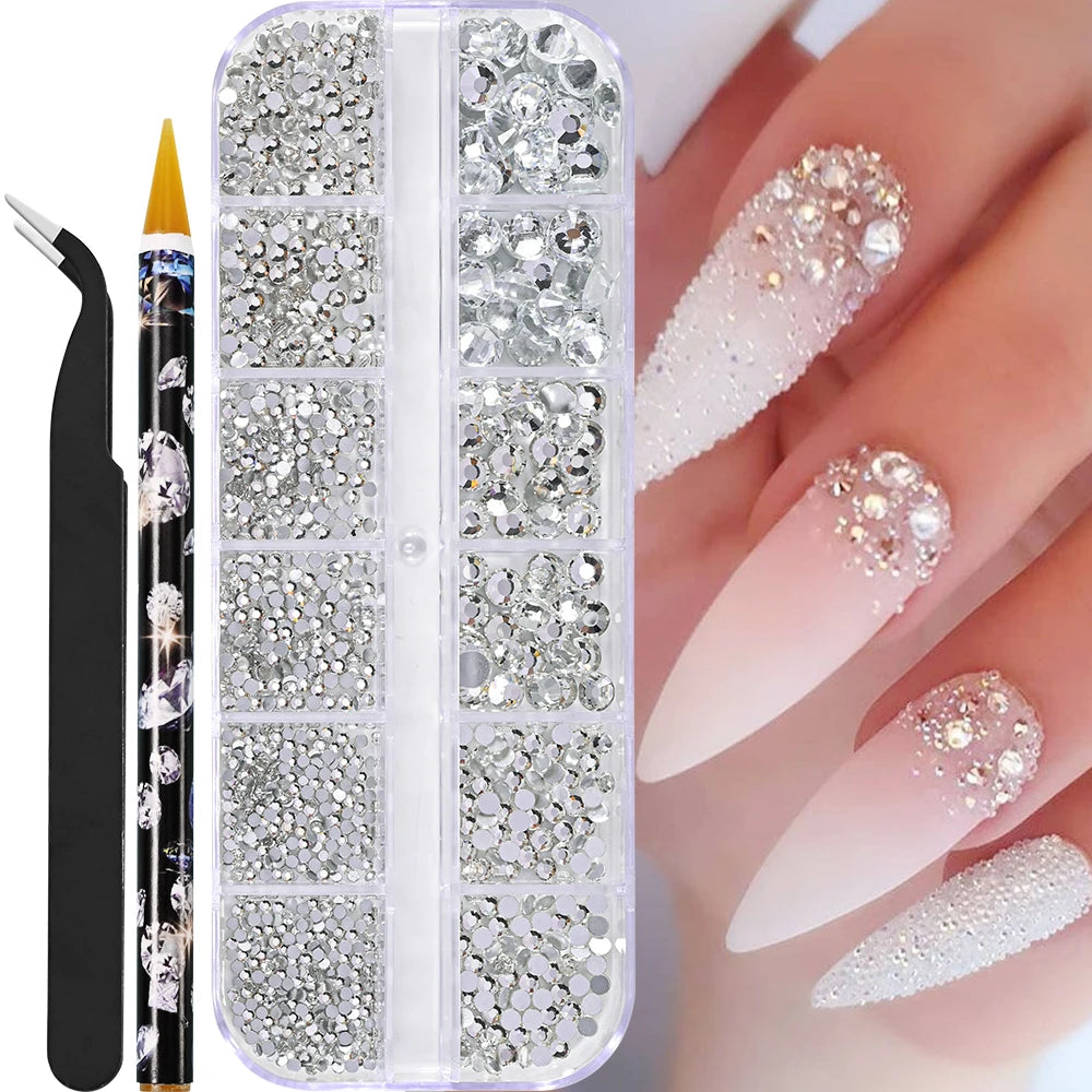 12Grids Mixed-Shape Crystal Nail