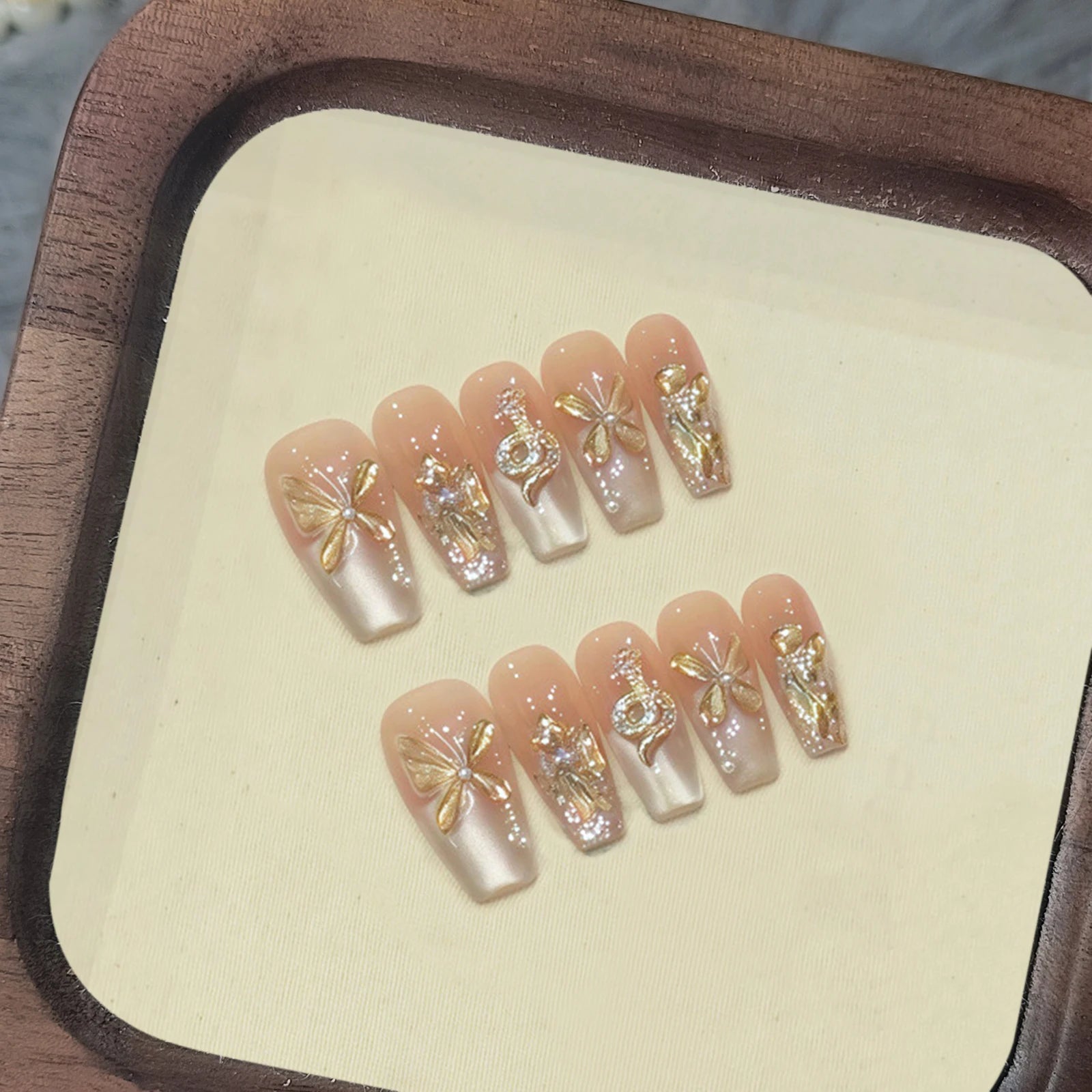 24pcsBlack Handmade Press on Nails