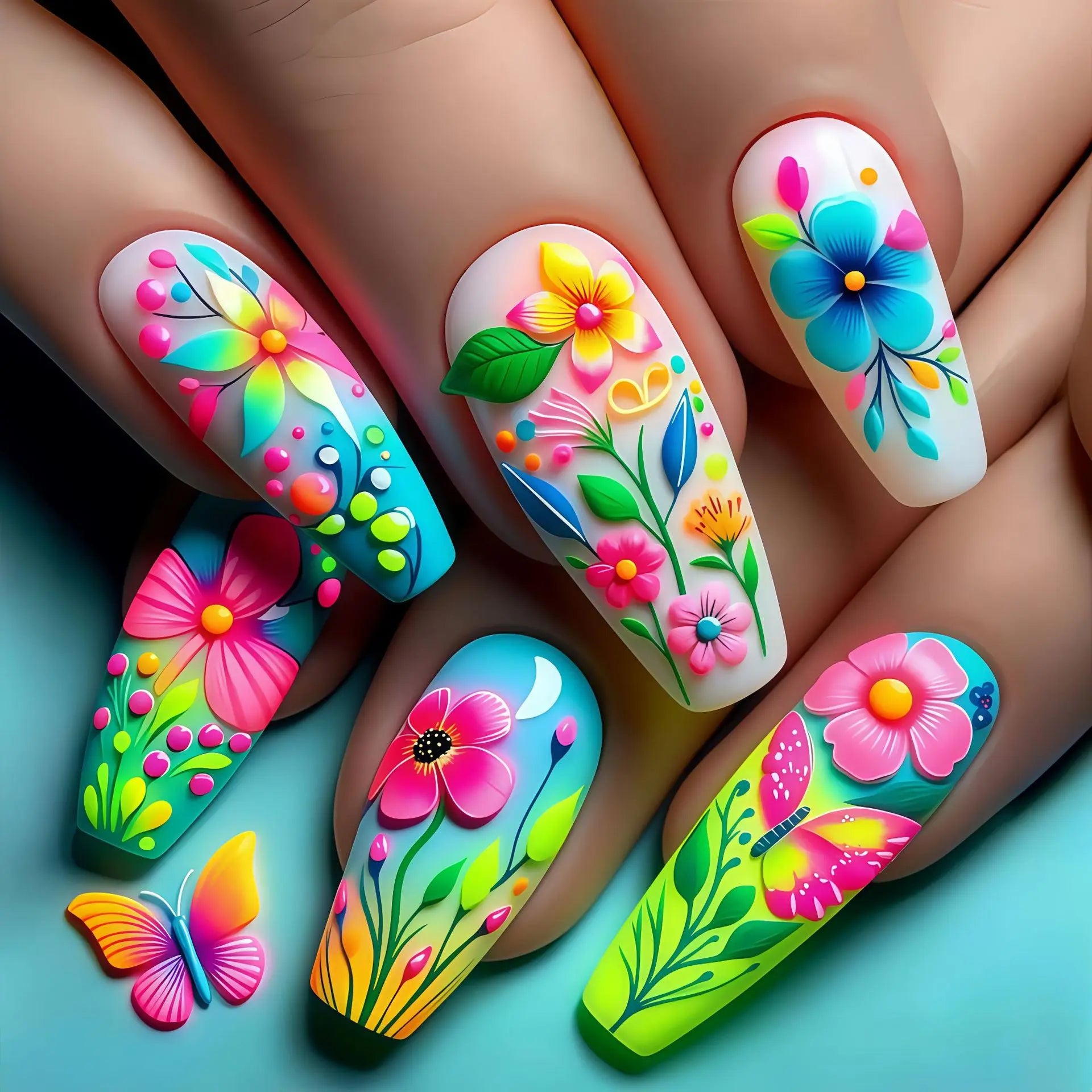 24pcs/set Short Medium fake nails