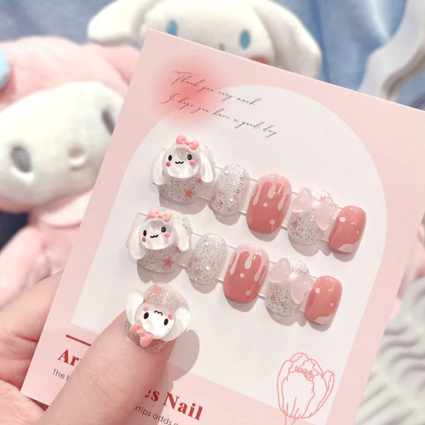 Sanrio Kawaii Pink My Melody Fake Nails 24Pc