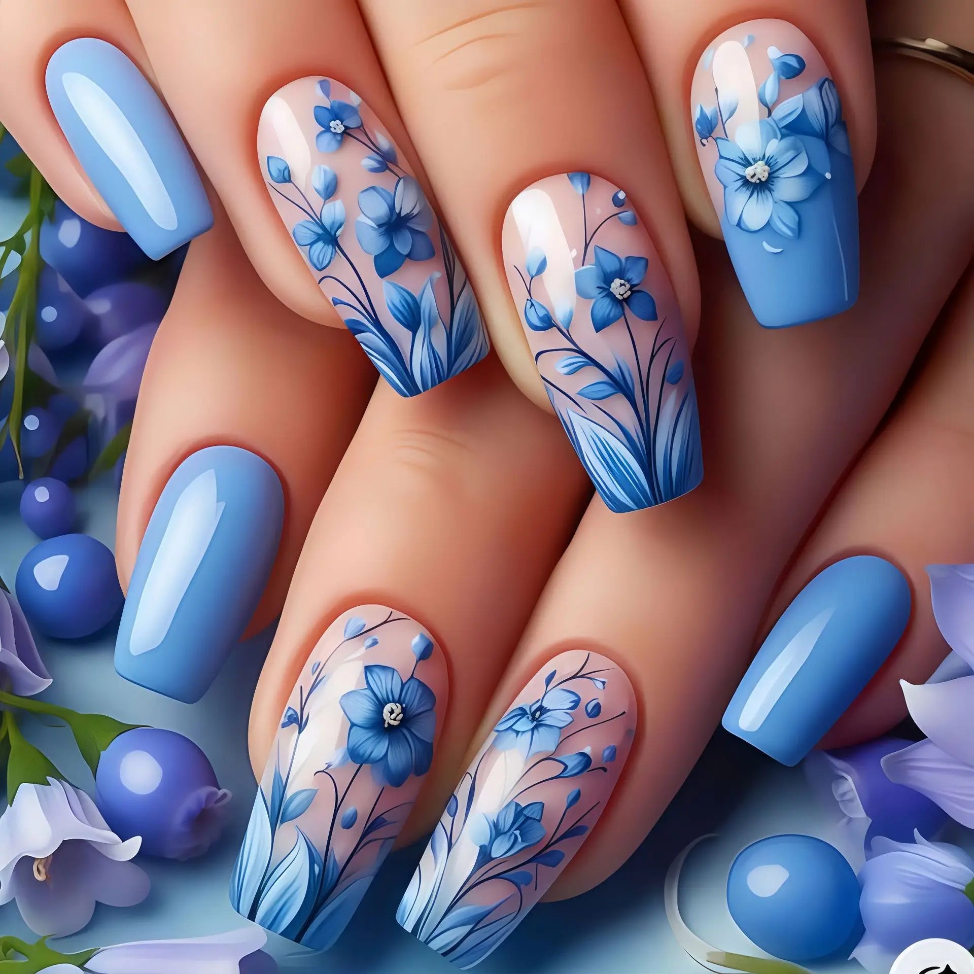24pcs/set Short Medium fake nails