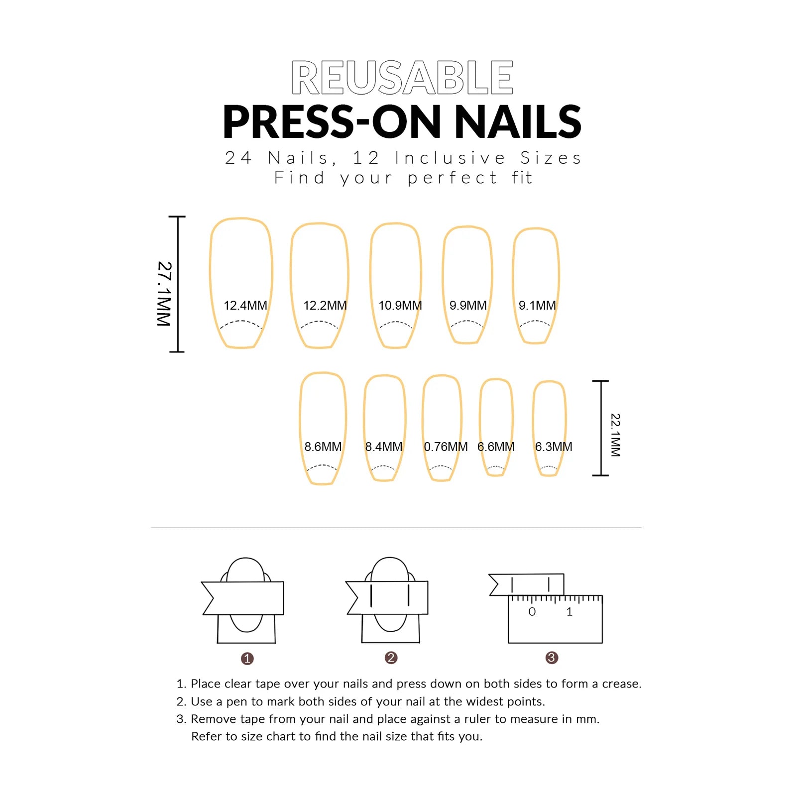24pcs White Ghost Skull False Nails