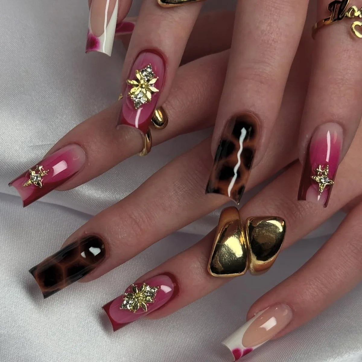 24Pcs French Tip Square Press On Nails