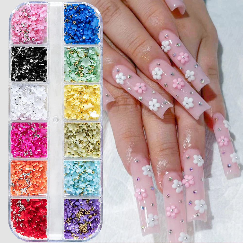 12Grids Mixed-Shape Crystal Nail