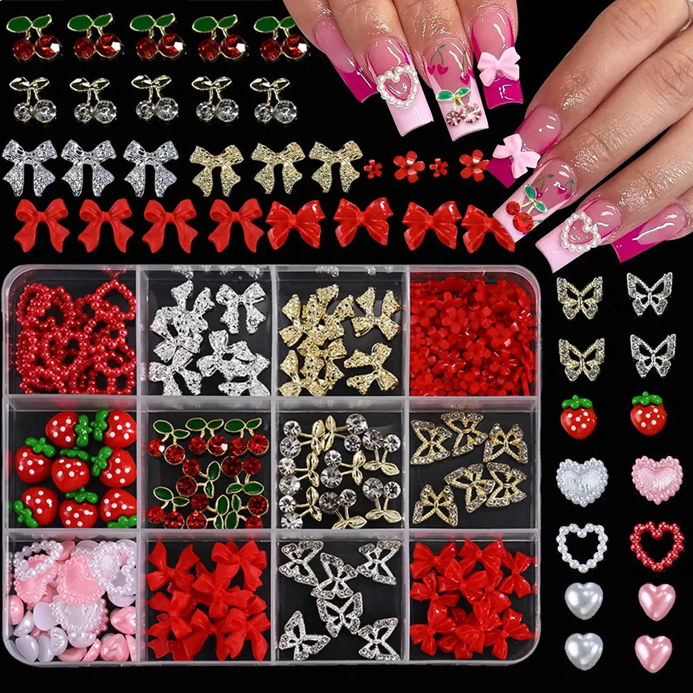 120pcs/box 3D Gold Bow Butterfly Nail