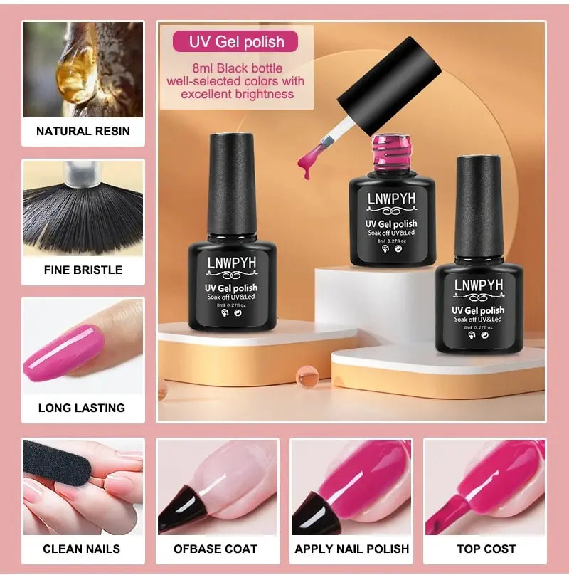 UV Led Gel Varnish Soak Off Nail Top Coat Kit