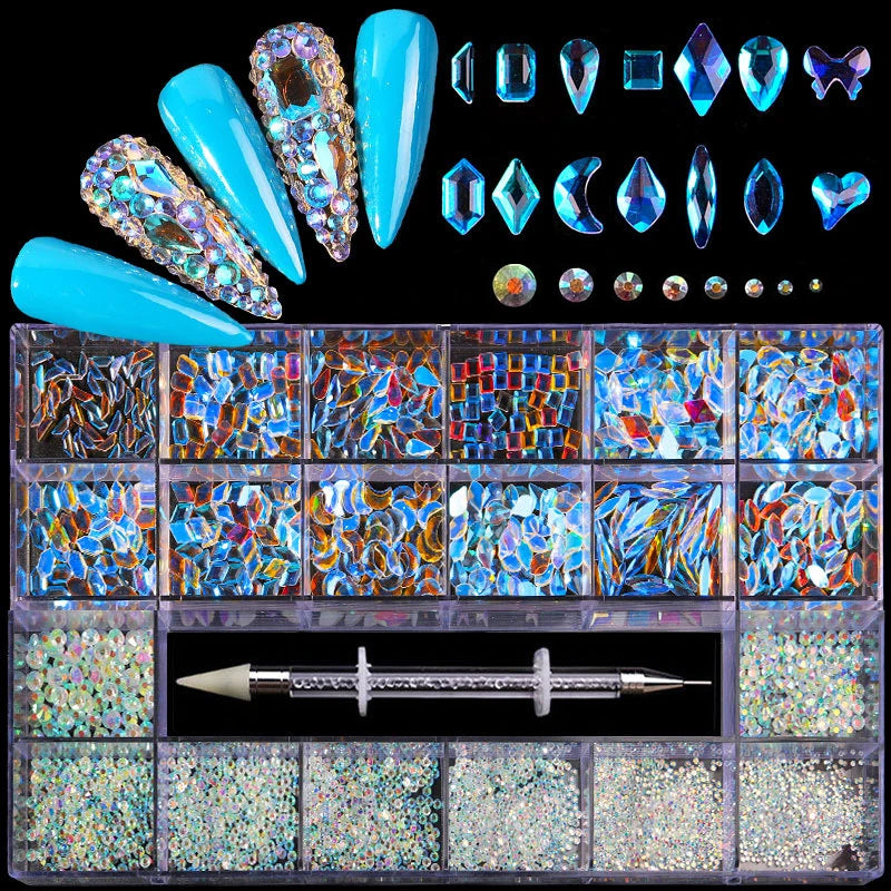2500pcs Glass Crystal Diamond Flat Bottom Rhinestones Nail