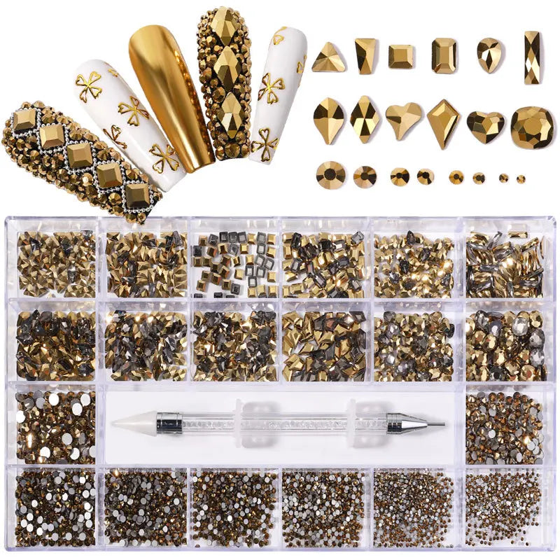 2500pcs Glass Crystal Diamond Flat Bottom Rhinestones Nail