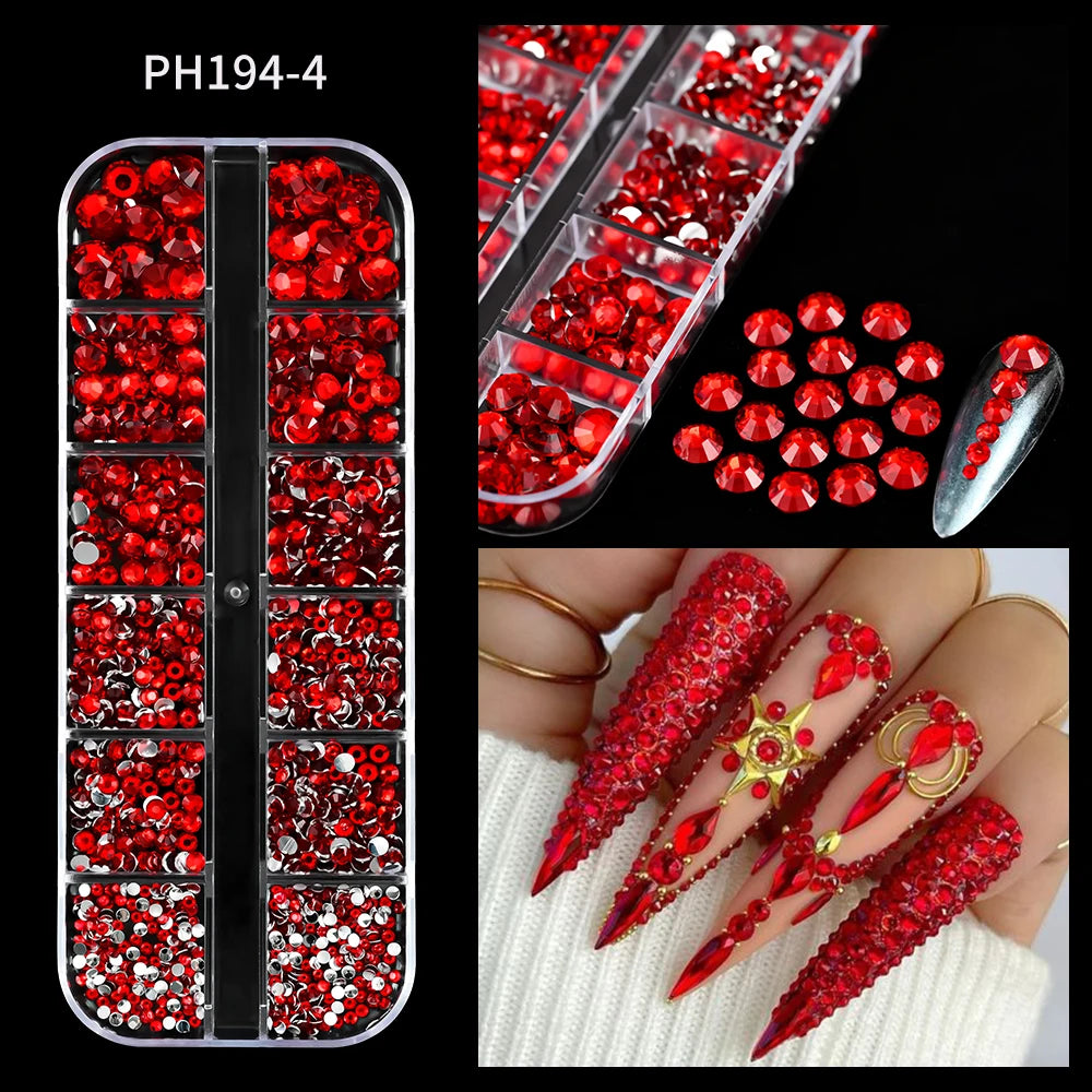 12Grids Mixed-Shape Crystal Nail