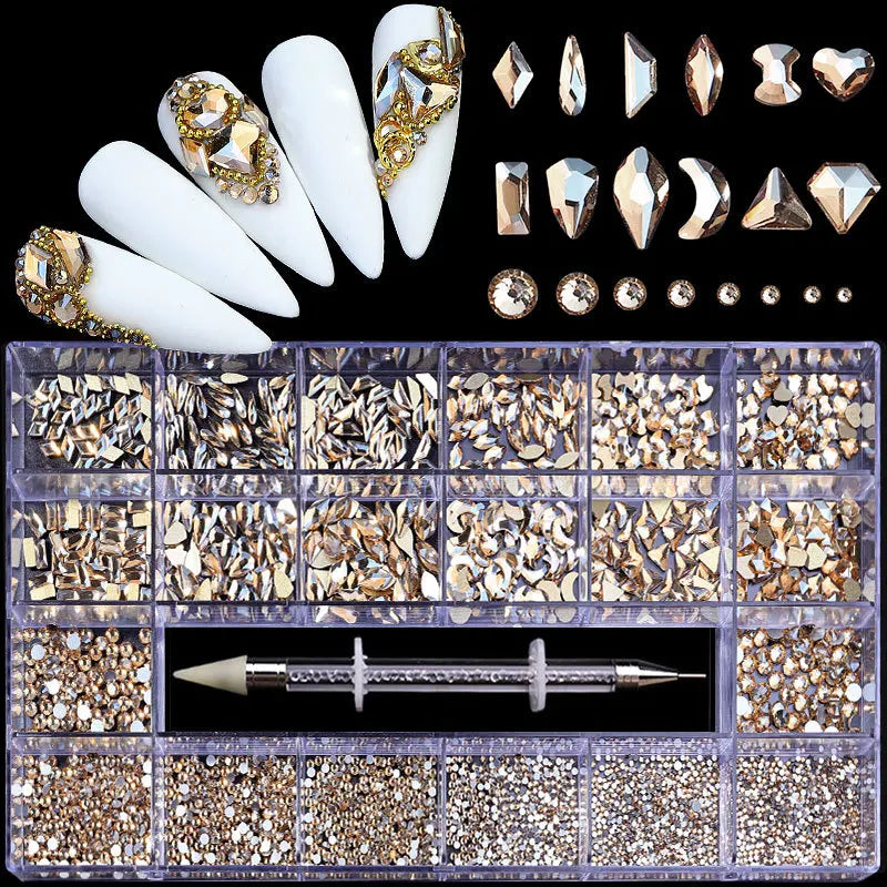 2500pcs Glass Crystal Diamond Flat Bottom Rhinestones Nail