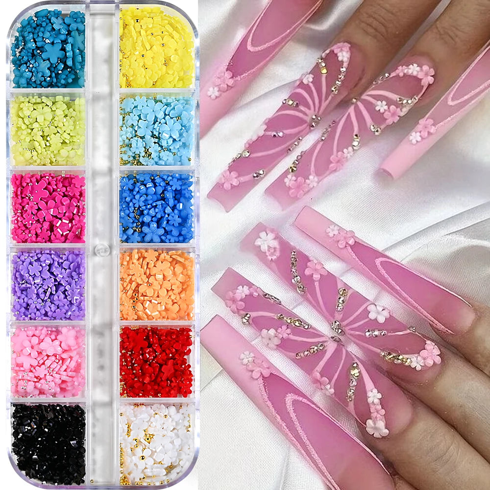 12Grids Mixed-Shape Crystal Nail